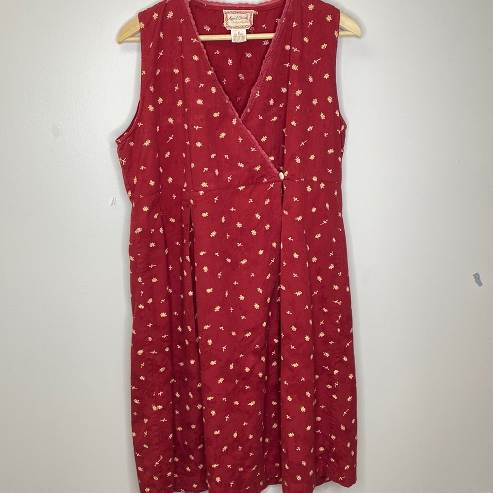 Vintage April Cornell Faux Wrap Sleeveless  Dress Sz S Cottagecore/ Prairiecore